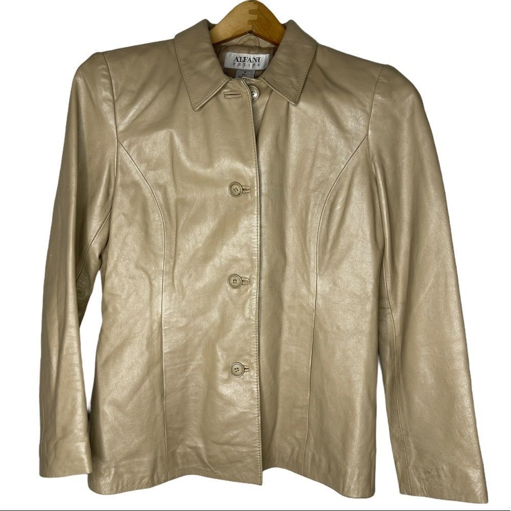 Vintage Alfani Leather Jacket Tan as is
